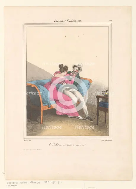 Woman teases her lover, 1827-1828.  Creator: Francis Conscience.