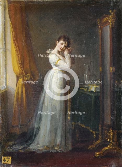 Woman trying on Earrings (Constance Mayer), ca 1806. Artist: Prud'hon, Pierre-Paul (1758-1823)