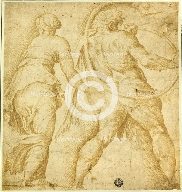 Woman Turning Left; Male Nude Blowing Trumpet, n.d. Creator: Unknown.
