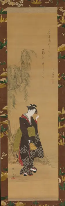 Woman under a Willow Tree, 18th century. Creator: Shunsho
