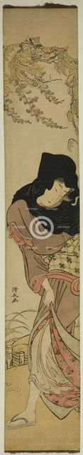 Woman under Windblown Wisteria, c. 1780. Creator: Torii Kiyonaga.