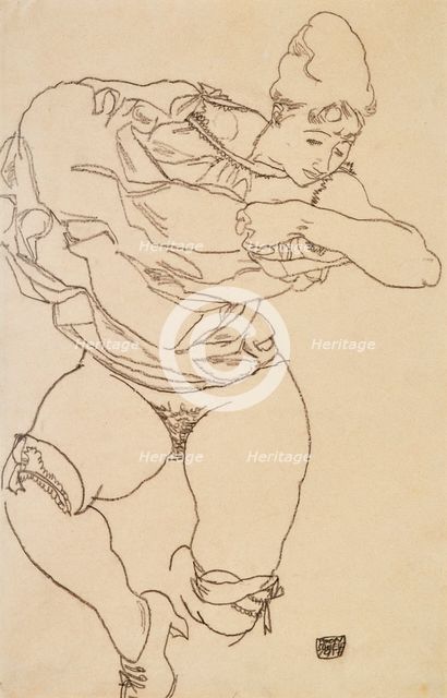 Woman Undressing, 1917. Creator: Schiele, Egon (1890-1918).