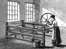 Woman using a Spinning Jenny, c1880