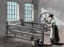 Woman using a Spinning Jenny, c1880
