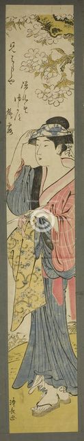 Woman Viewing Cherry Blossoms, c. 1782. Creator: Torii Kiyonaga.