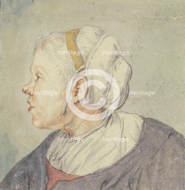 Woman's head with a small cap. Creator: Cornelis Dusart.