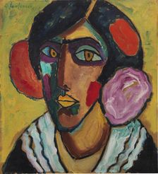 Woman's head with flowers in her hair, c. 1913. Creator: Javlensky, Alexei, von (1864-1941)