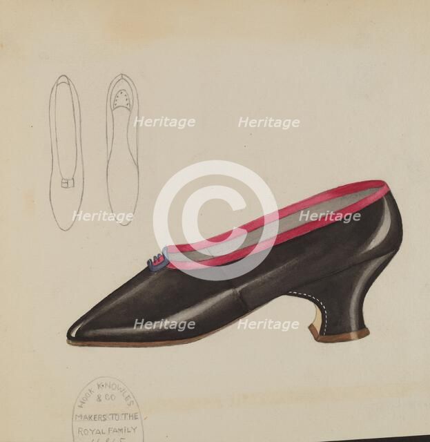 Woman's Slippers, c. 1936. Creator: Esther Hansen.