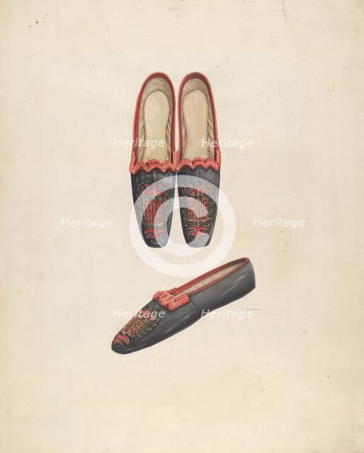 Woman's Slippers, c. 1937. Creator: Al Curry.