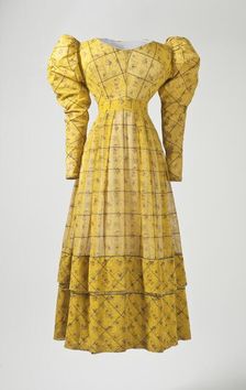 Woman’s yellow silk and cotton dress, Europe, c.1827. Creator: Unknown