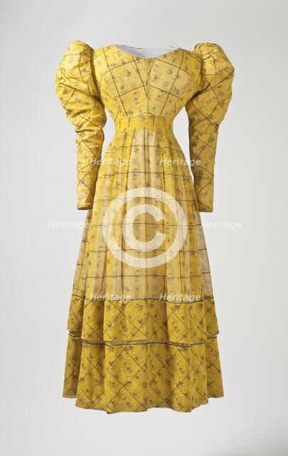 Woman’s yellow silk and cotton dress, Europe, c.1827. Creator: Unknown.