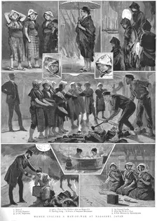 'Women coaling a Man-of War at Nagasaki, Japan 1888. Creator: J Nash