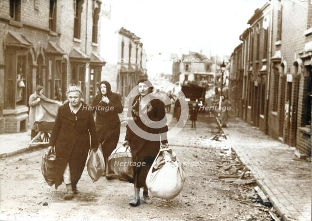 Women collect their belongings from bombed houses, London, World War II, c1940-c1945. Artist: Unknown
