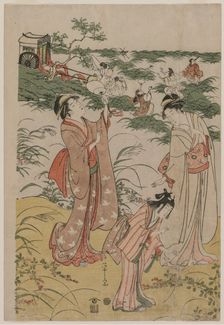 Women Chasing Crickets on an Autumn Moor, early 1790s. Creator: Ch?bunsai Eishi (Japanese, 1756-1829)