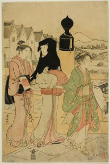 Women Crossing Nihonbashi Bridge, c. 1786. Creator: Torii Kiyonaga