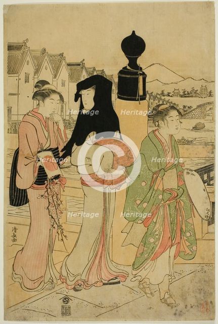 Women Crossing Nihonbashi Bridge, c. 1786. Creator: Torii Kiyonaga.