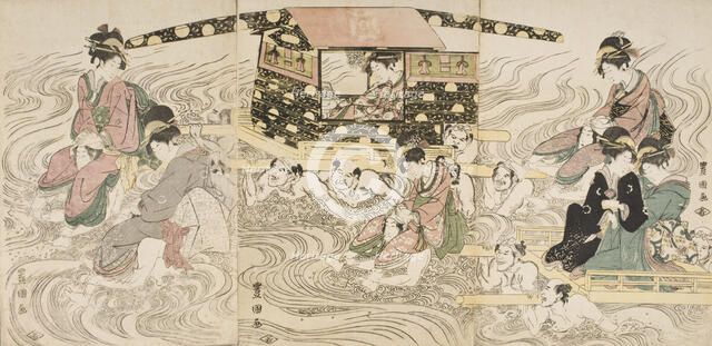 Women Crossing the Oi River, c1800. Creator: Utagawa Toyokuni I.