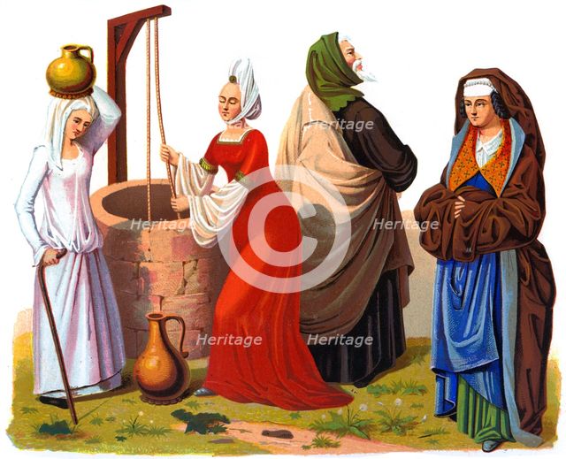 Women and a man from the 15th and 16th centuries (1849).Artist: Thurwanger Freres