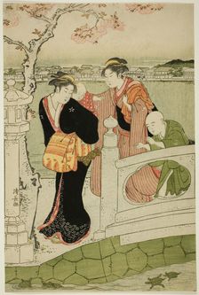Women and Children on the Causeway at Shinobazu Pond, c. 1788. Creator: Torii Kiyonaga