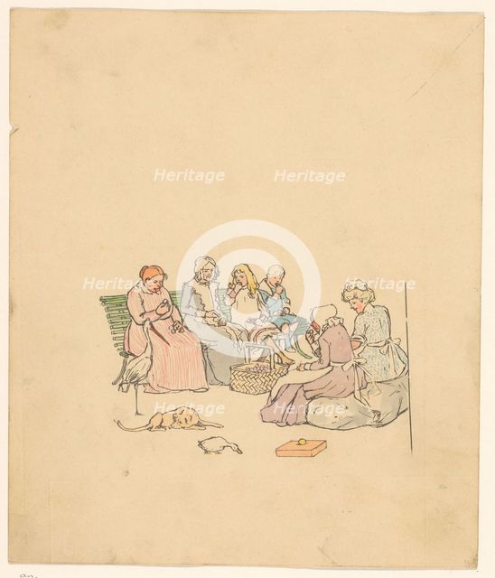 Women and children eat plums, c.1880-c.1910. Creator: Anon.