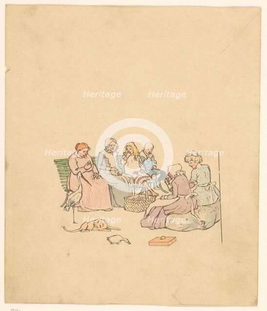 Women and children eat plums, c.1880-c.1910. Creator: Anon.