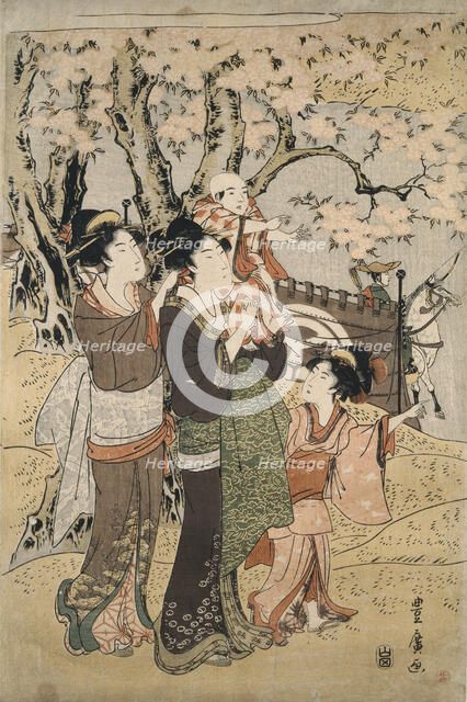 Women and children watching archery in March, c.1790s. Creator: Utagawa Toyohiro.