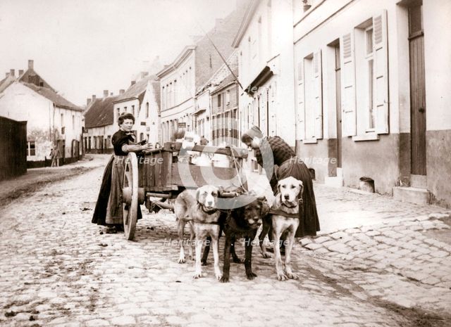 Women and dogcart, Antwerp, 1898. Artist: James Batkin