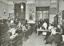 Women and girls in a classroom, Surrey Square Evening Institute for Women, London, 1914