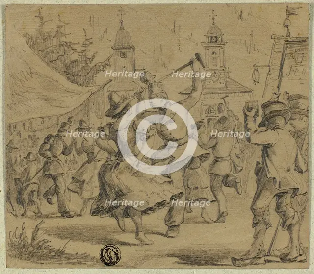 Women and Soldiers Dancing in Village Square, n.d. Creator: Unknown.