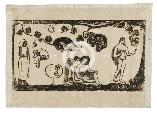 Women, Animals, and Foliage, from the Suite of Late Wood-Block Prints, 1898/99. Creator: Paul Gauguin.