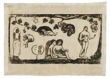 Women, Animals, and Foliage, from the Suite of Late Wood-Block Prints, 1898/99. Creator: Paul Gauguin