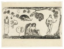 Women, Animals, and Foliage, from the Suite of Late Wood-Block Prints, 1898/99. Creator: Paul Gauguin