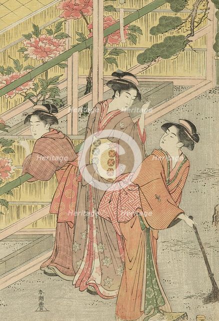 Women Admiring Peonies, c. 1789/1801. Creator: Katsukawa Shuncho.
