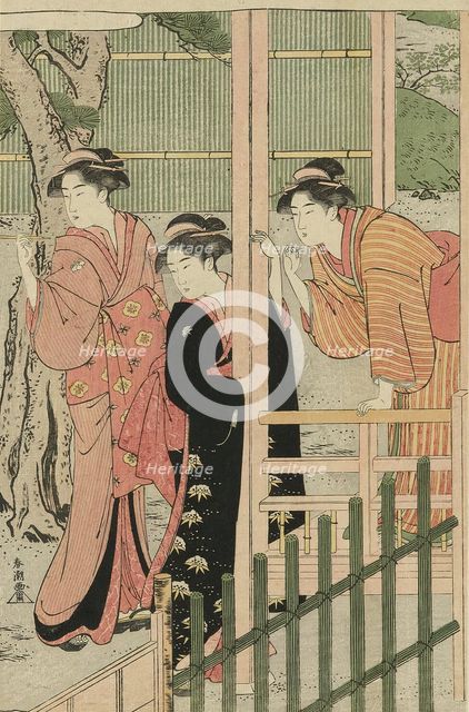 Women Admiring Peonies, c. 1789/1801. Creator: Katsukawa Shuncho.