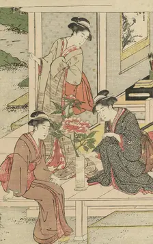 Women Admiring Peonies, c. 1789/1801. Creator: Katsukawa Shuncho