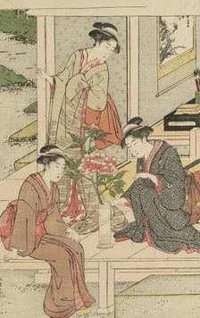 Women Admiring Peonies, c. 1789/1801. Creator: Katsukawa Shuncho