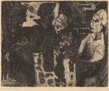 Women at a Table in a Room (recto) / Nude Woman (verso), 1920. Creator: Ernst Kirchner