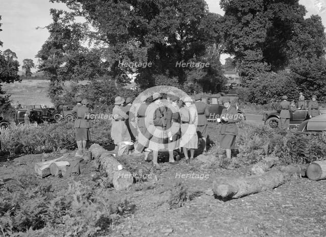 Women at a First Aid Nursing Yeomanry (FANY) trial or rally, 1931.   Artist: Bill Brunell.