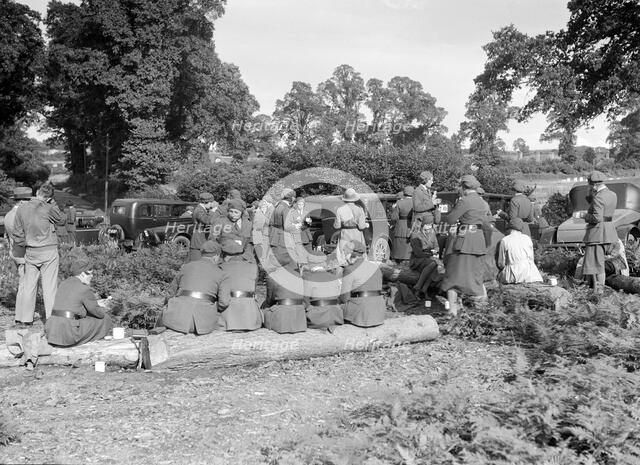 Women at a First Aid Nursing Yeomanry (FANY) trial or rally, 1931.   Artist: Bill Brunell.