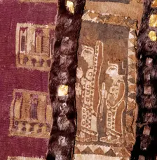 Women at altar, Iranian Fabric on saddle-cover from Scythian Tomb, Pazyryk, c5th century BC