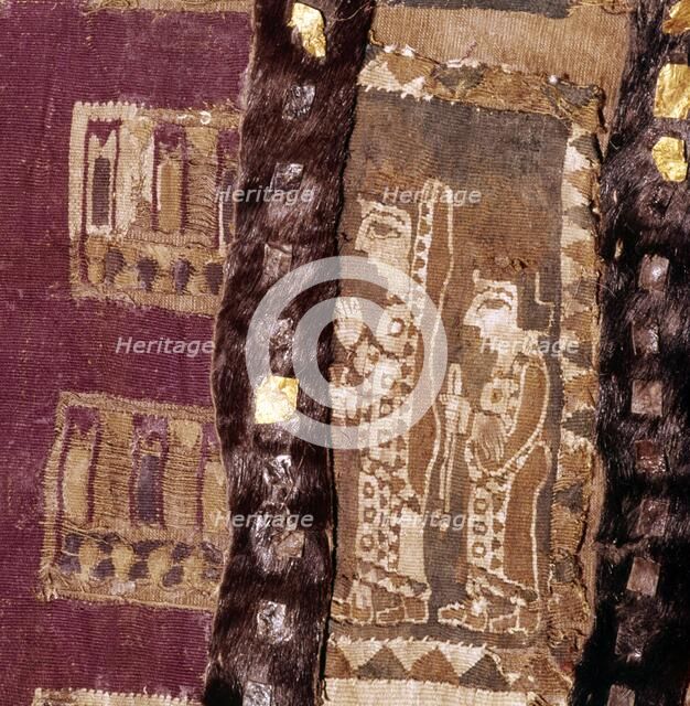 Women at altar, Iranian Fabric on saddle-cover from 'Scythian' Tomb, Pazyryk, c5th century BC. Artist: Unknown.