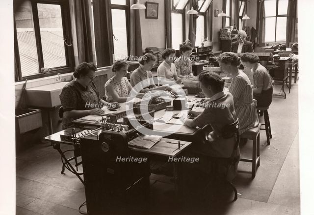 Women at work in the post room, Rowntree factory, York, Yorkshire, 1952. Artist: Unknown