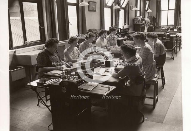 Women at work in the post room, Rowntree factory, York, Yorkshire, 1952. Artist: Unknown