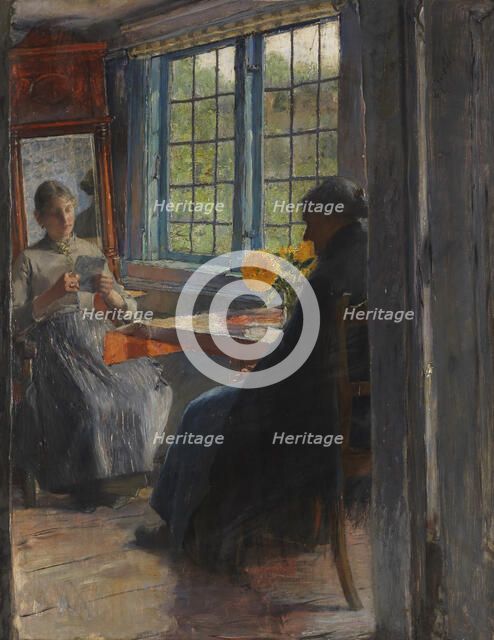 Women at the garden window, c. 1890. Creator: Kuehl, Gotthardt (1850-1915).