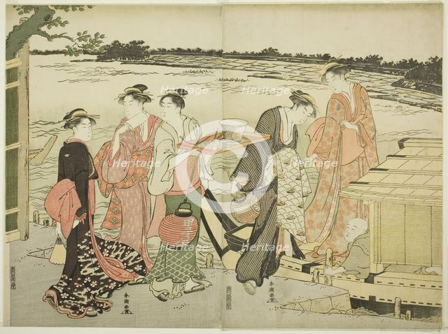 Women Boarding a Pleasure Boat, 1780s. Creator: Katsukawa Shuncho.