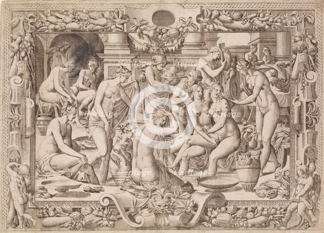 Women Bathing, 1535-55. Creator: Jean Mignon.