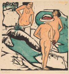 Women Bathing Between White Stones, 1912. Creator: Ernst Kirchner
