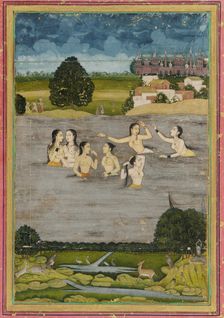 Women bathing in a lake, 18th century. Creator: Unknown