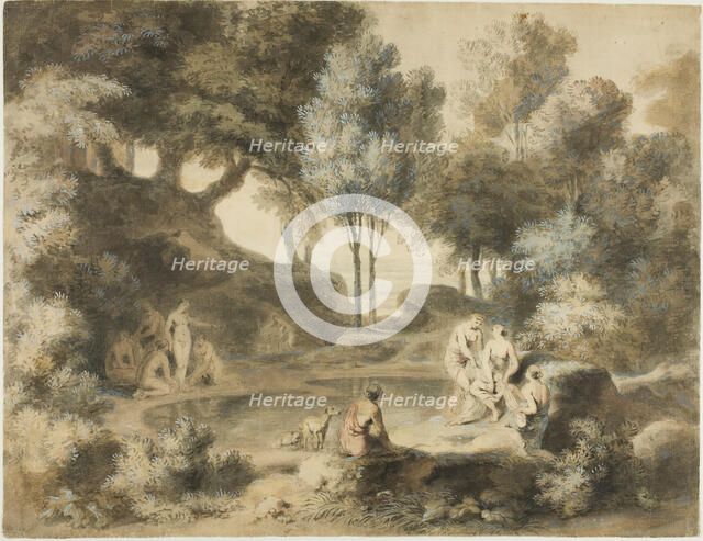 Women Bathing in Pond, 1765/70. Creator: William Taverner.