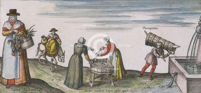 Women gutting fish, 1598. Creator: Unknown.